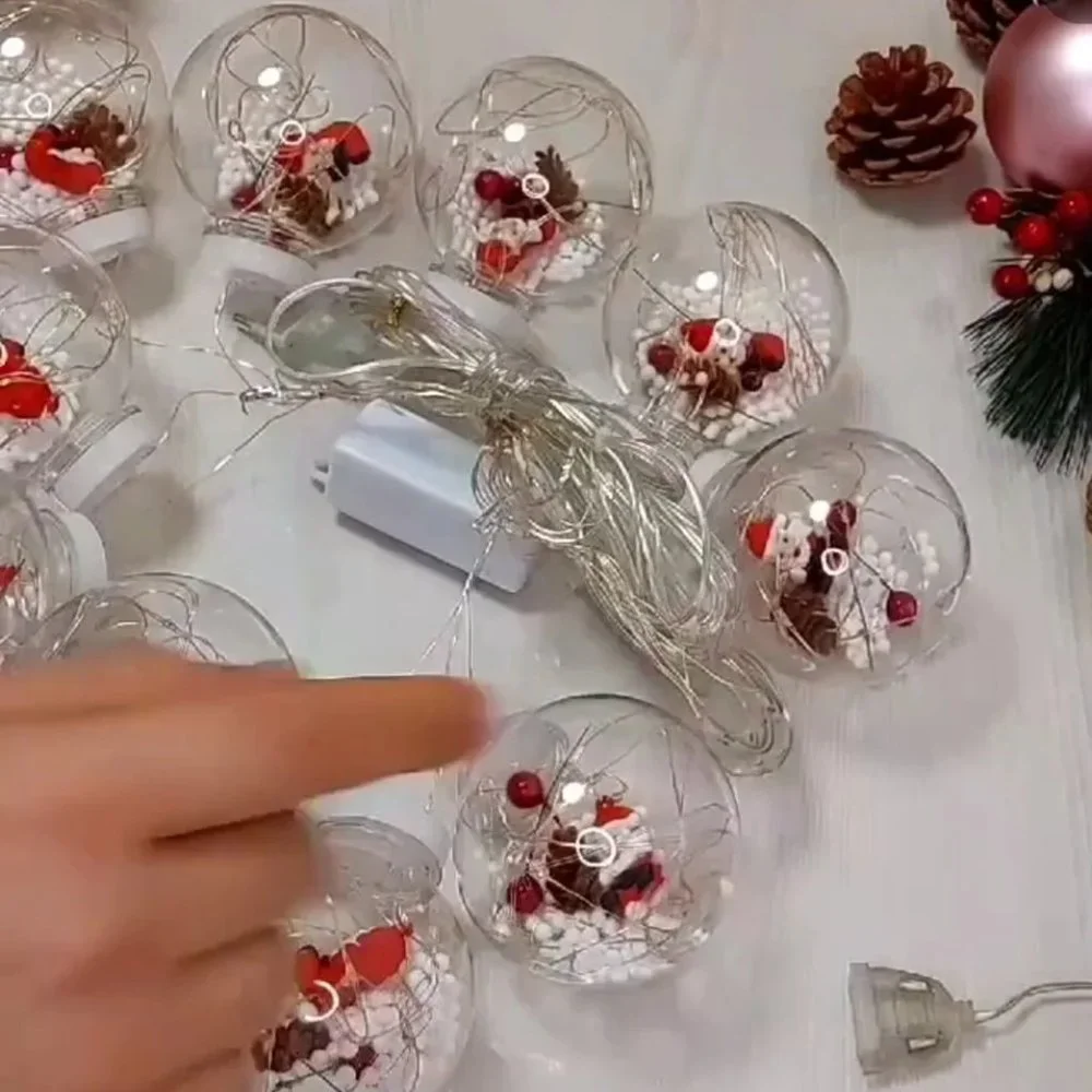 LED Curtain String Light Ball with Santa Claus in ornament Xmas Tree